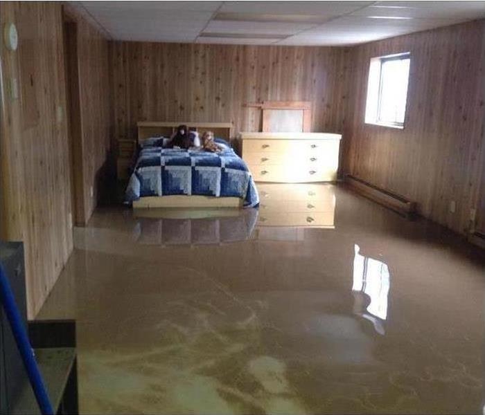 Flooded bedroom.