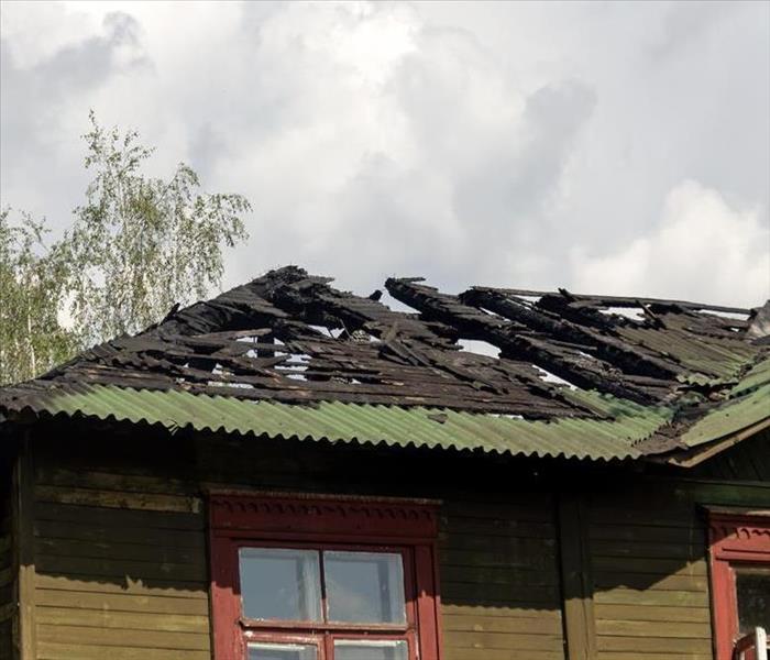 Roof of a House destroyed by Fire
